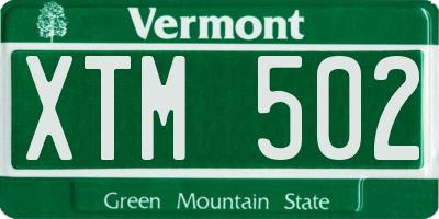 VT license plate XTM502