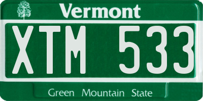 VT license plate XTM533