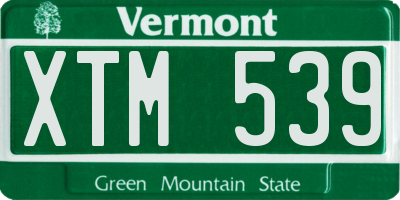 VT license plate XTM539