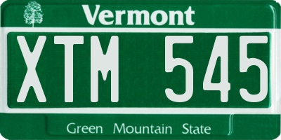 VT license plate XTM545