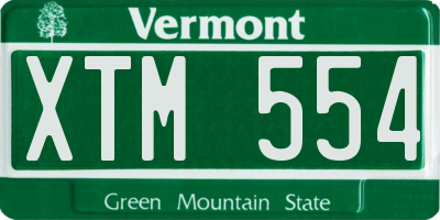 VT license plate XTM554