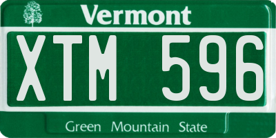 VT license plate XTM596