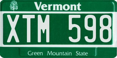 VT license plate XTM598