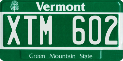 VT license plate XTM602