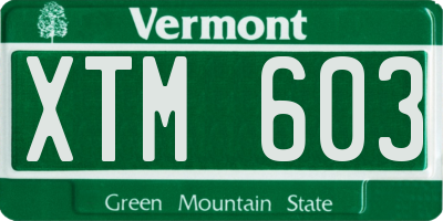 VT license plate XTM603