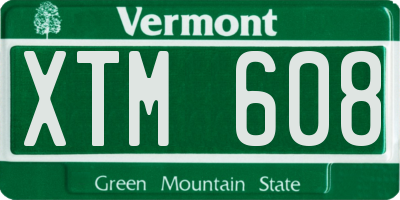 VT license plate XTM608