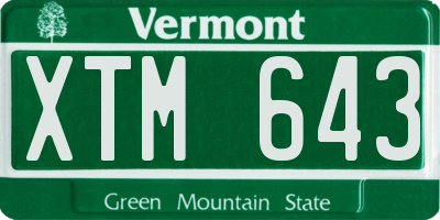 VT license plate XTM643