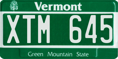VT license plate XTM645