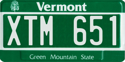 VT license plate XTM651