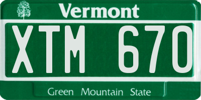 VT license plate XTM670