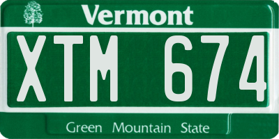VT license plate XTM674