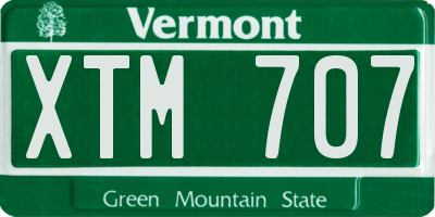 VT license plate XTM707