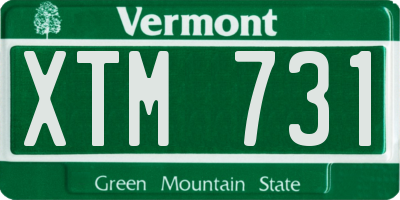 VT license plate XTM731
