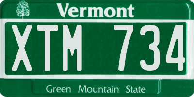 VT license plate XTM734