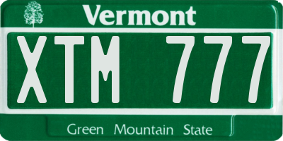 VT license plate XTM777