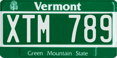 VT license plate XTM789