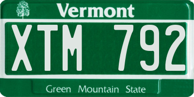 VT license plate XTM792
