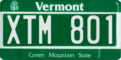 VT license plate XTM801