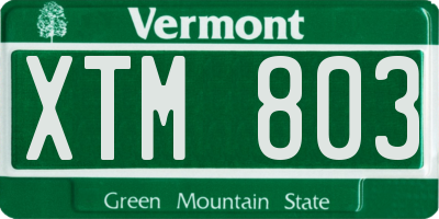 VT license plate XTM803