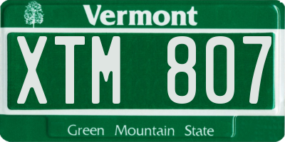 VT license plate XTM807