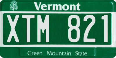 VT license plate XTM821