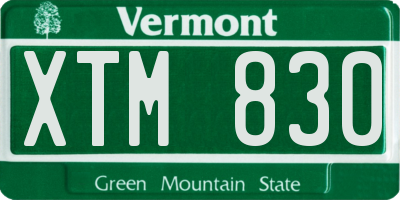VT license plate XTM830