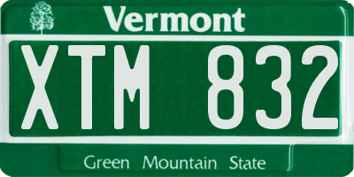 VT license plate XTM832