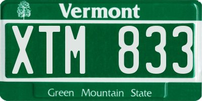 VT license plate XTM833
