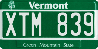 VT license plate XTM839