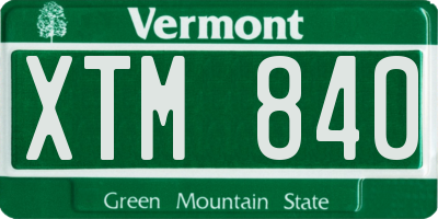 VT license plate XTM840
