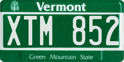 VT license plate XTM852