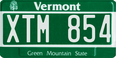 VT license plate XTM854