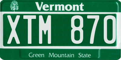 VT license plate XTM870