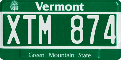 VT license plate XTM874