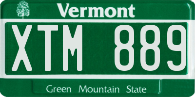 VT license plate XTM889