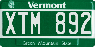 VT license plate XTM892