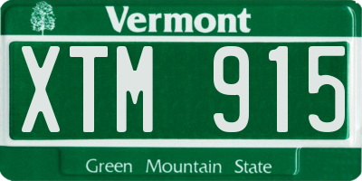 VT license plate XTM915