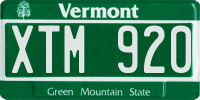 VT license plate XTM920