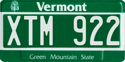 VT license plate XTM922