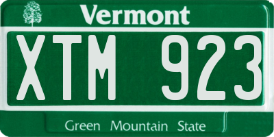 VT license plate XTM923
