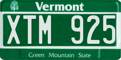 VT license plate XTM925