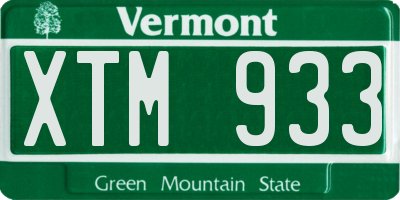VT license plate XTM933
