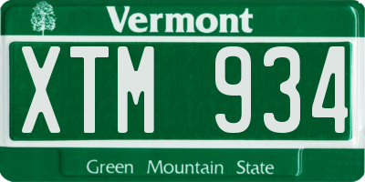 VT license plate XTM934