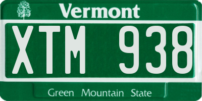 VT license plate XTM938