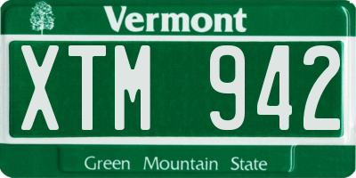 VT license plate XTM942