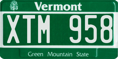 VT license plate XTM958