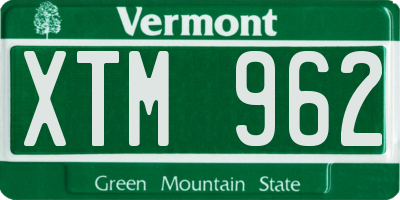 VT license plate XTM962