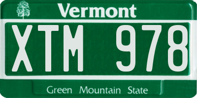 VT license plate XTM978