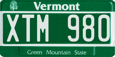 VT license plate XTM980