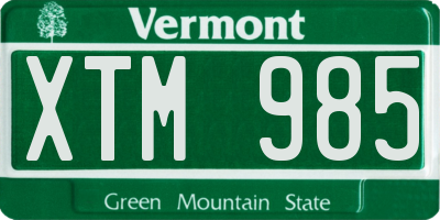 VT license plate XTM985